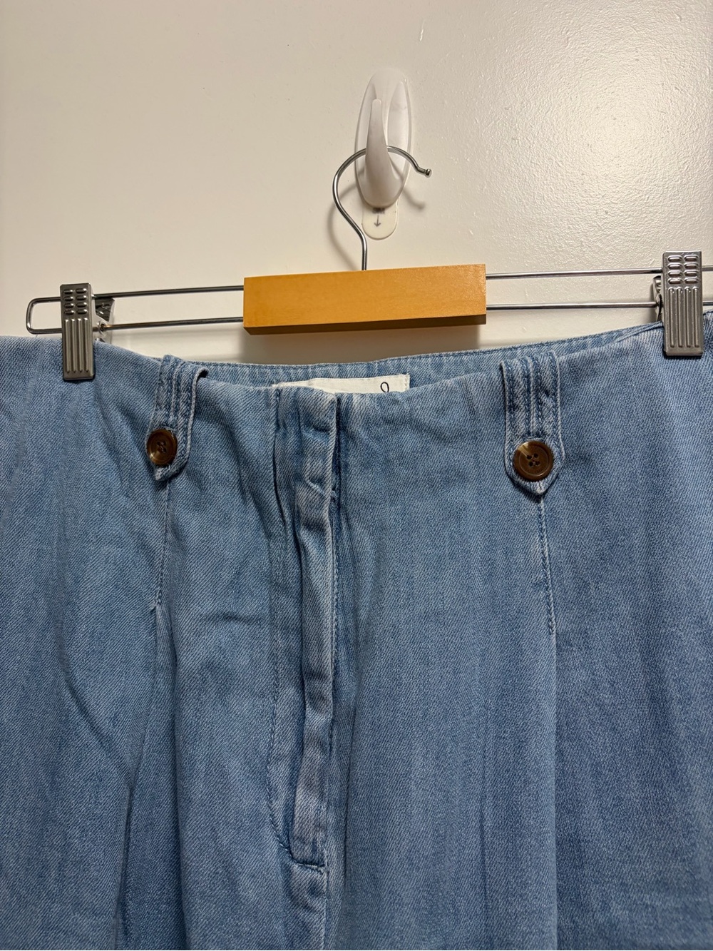 Sam Edelman Light Wash Wide Leg Chambray Pants 100% Cotton Women’s Size 12 - Picture 2 of 8